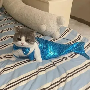 Dog Mermaid Costume Sequin Mermaid Tail Clothes For Halloween Cat Dog Outfit Soft Funny Pet Costumes Fishtail Clothes Unique Sea